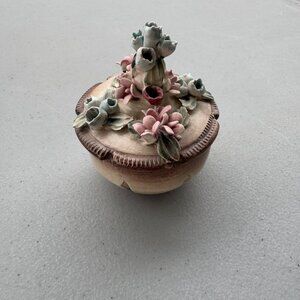 Vintage Mollica Capodimonte Trinket Dish W/ Lid